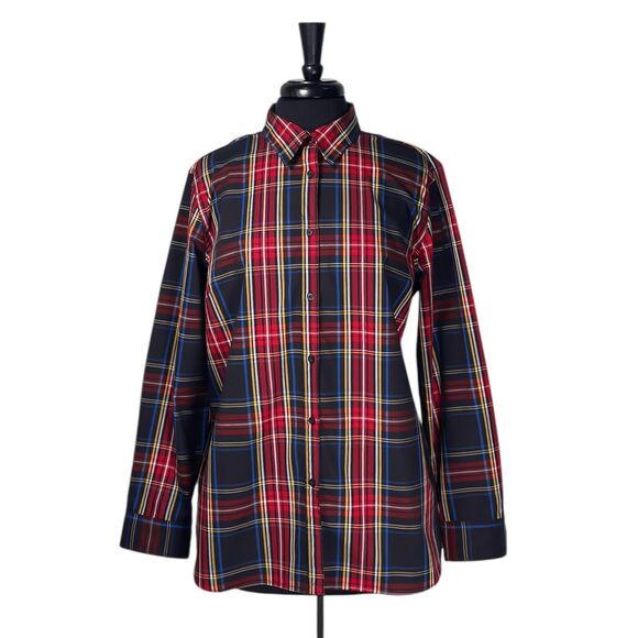 Chaps Ralph Lauren Womens Button Up Shirt Tartan Plaid Preppy No Iron Top 1X - Picture 1 of 9